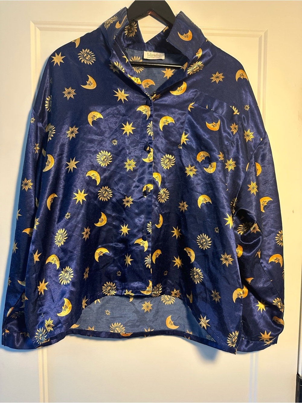 ✨ Dreamy Vintage 1990s Celestial Pajama Set by Vandrê ✨ Sun Moon Stars Blue L/XL